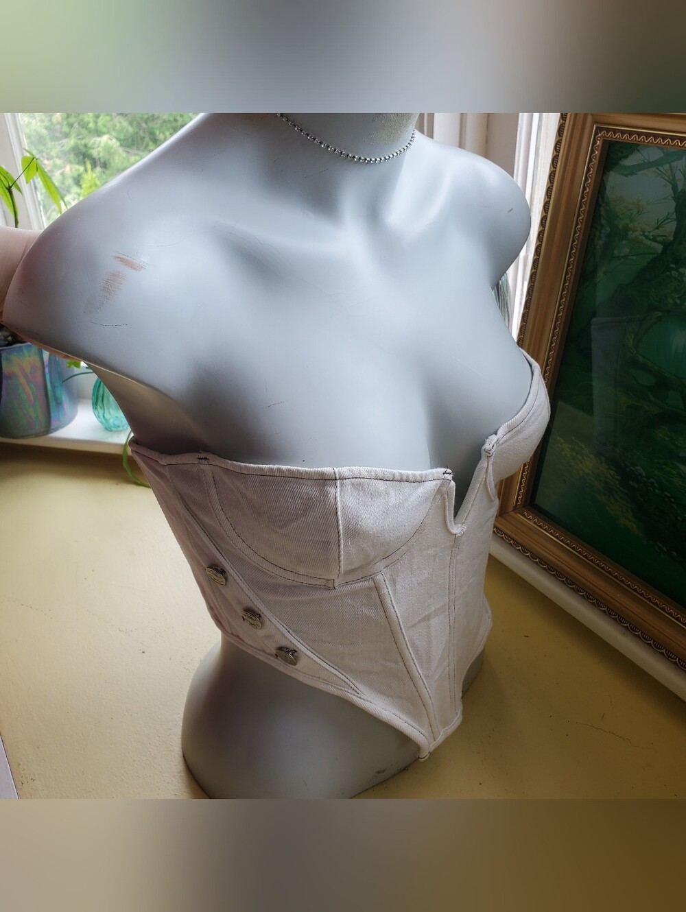 White Fox Denim Corset Bustier Top